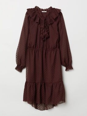 New H&M Vintage Prairie MIDI Dress Victorian Tiered Western Chiffon Vintage